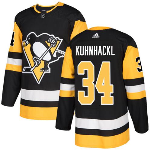 Adidas Men Pittsburgh Penguins 34 Tom Kuhnhackl Black Home Authentic Stitched NHL Jersey